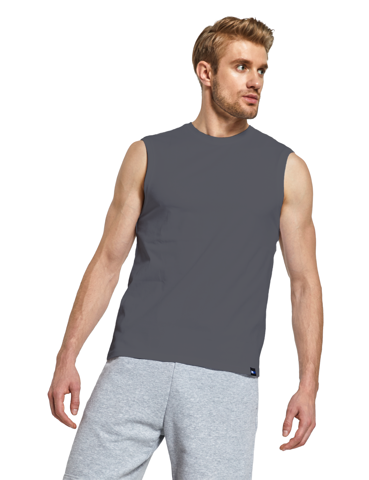 mens sleeveless shirts dark grey