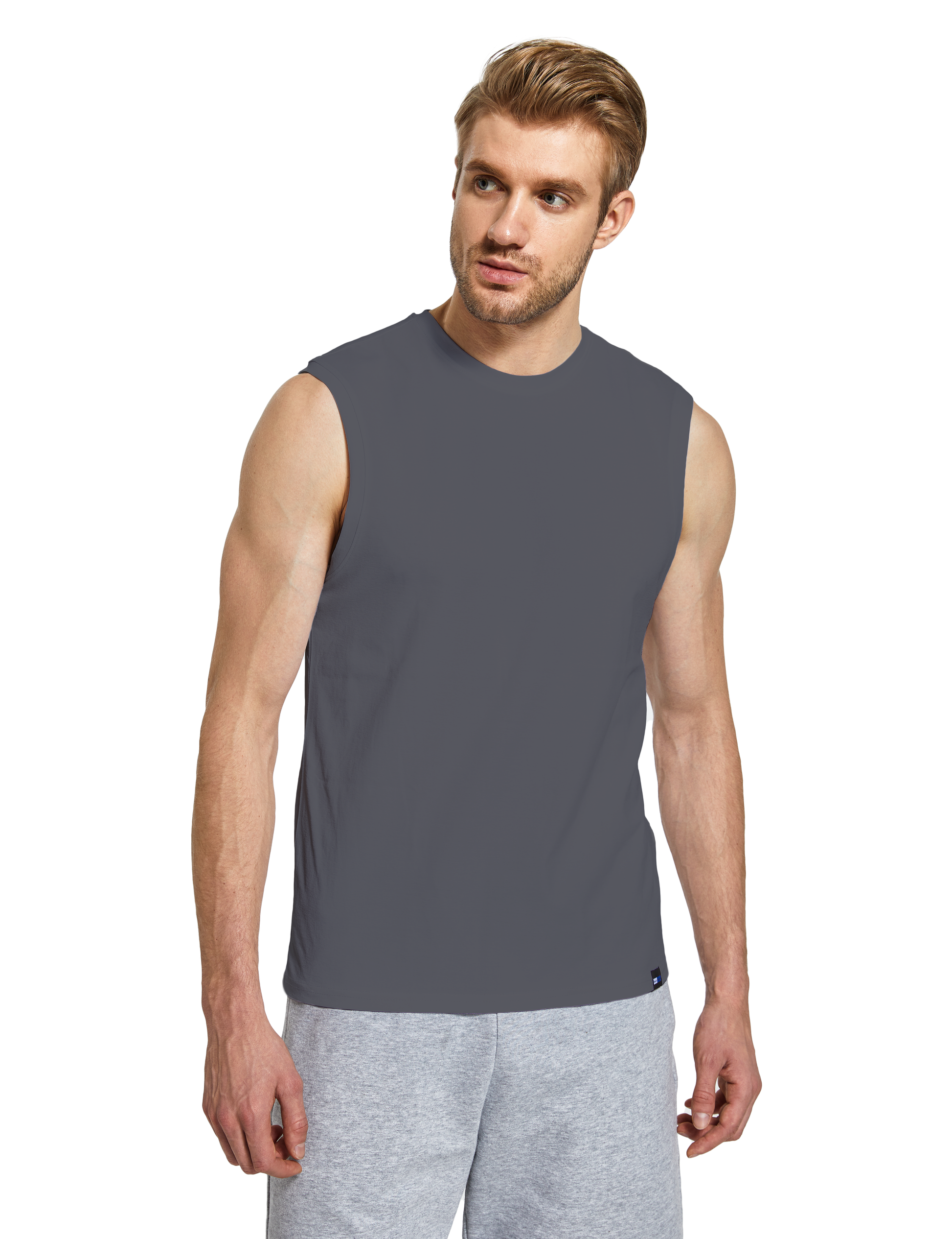 mens sleeveless shirts dark grey