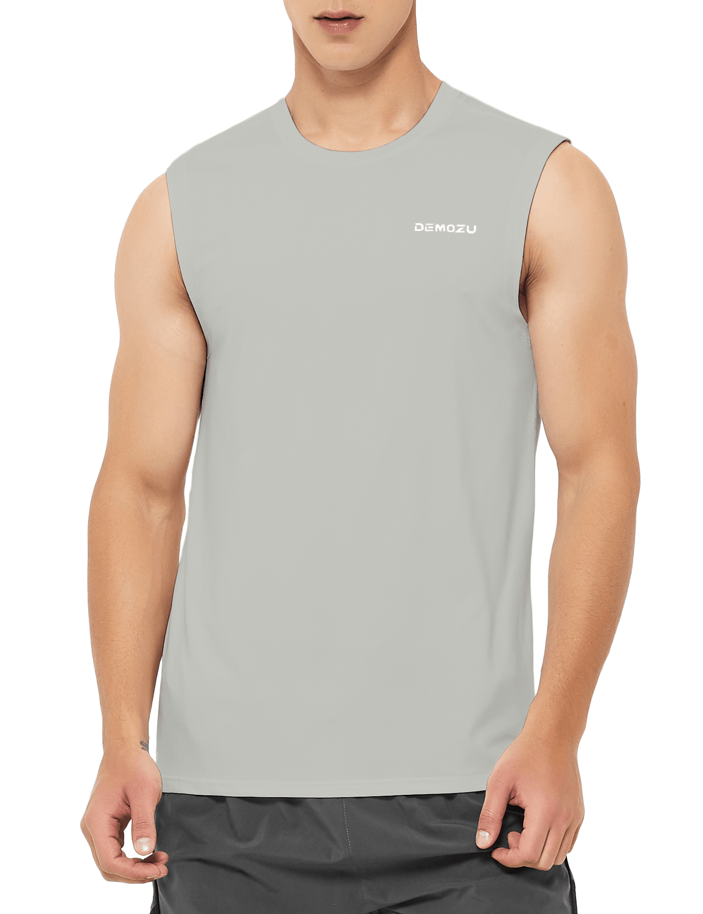 mens sleeveless workout swim shirts light grey