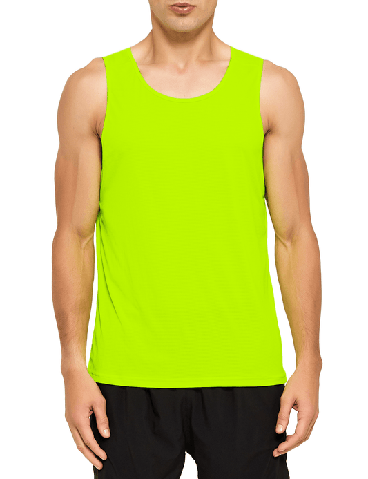 mens neon running athletic workout tank top neon yellow