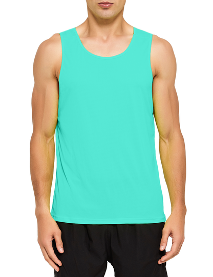 mens neon running athletic workout tank top mint blue