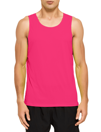 mens neon running athletic workout tank top neon pink