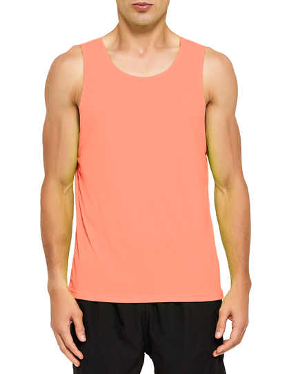 mens neon running athletic workout tank top coral