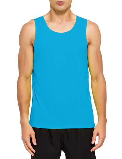 mens neon running athletic workout tank top blue