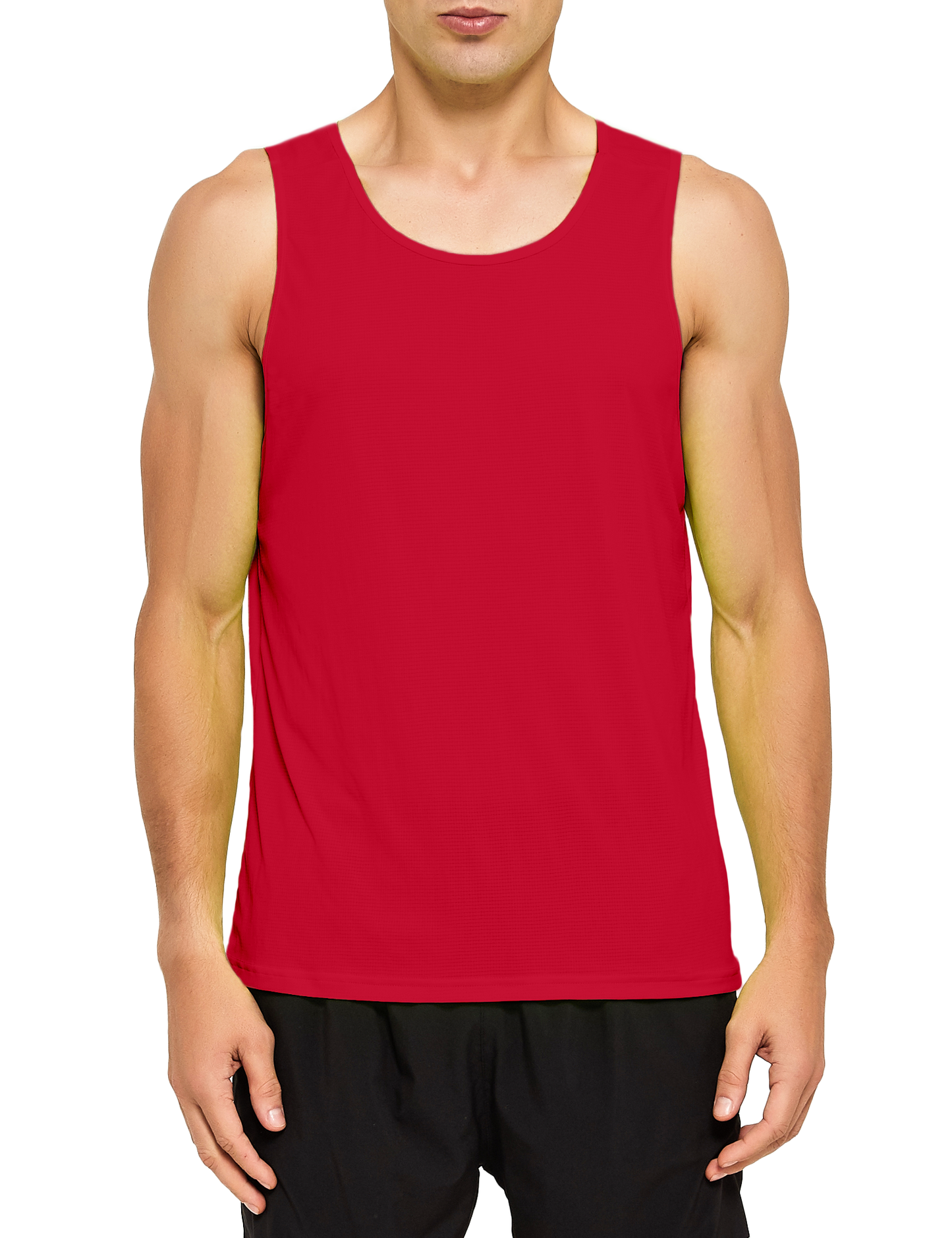 mens neon running athletic workout tank top red