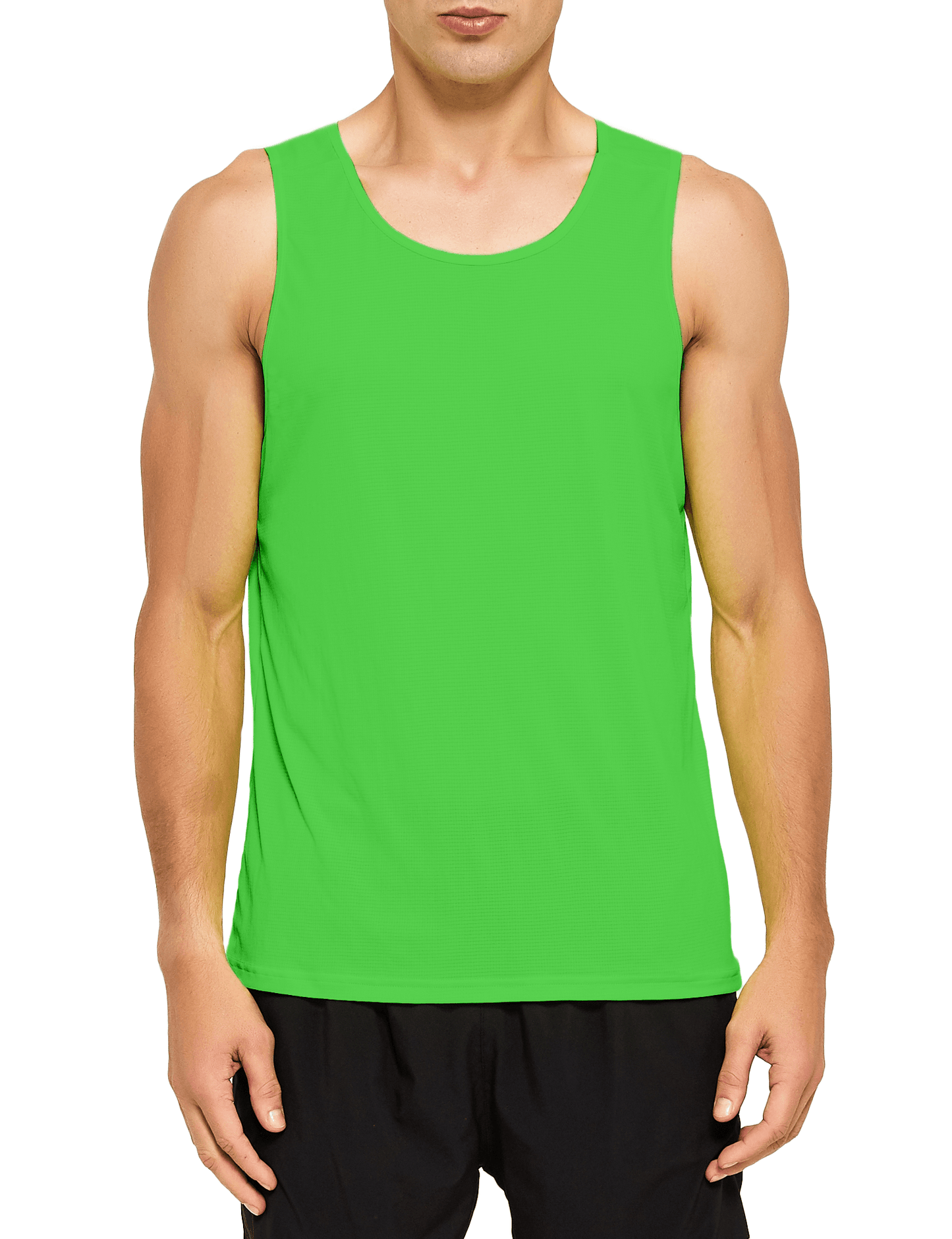 mens neon running athletic workout tank top neon green