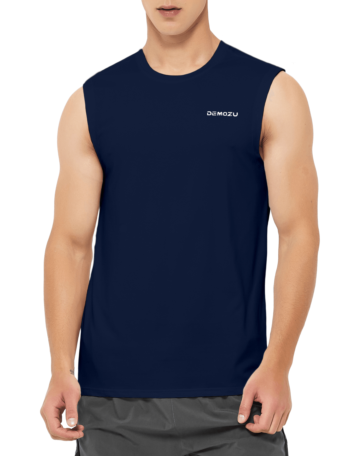 mens sleeveless workout swim shirts navy blue