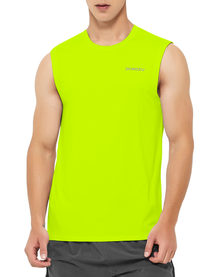 mens sleeveless workout swim shirts neon yellow