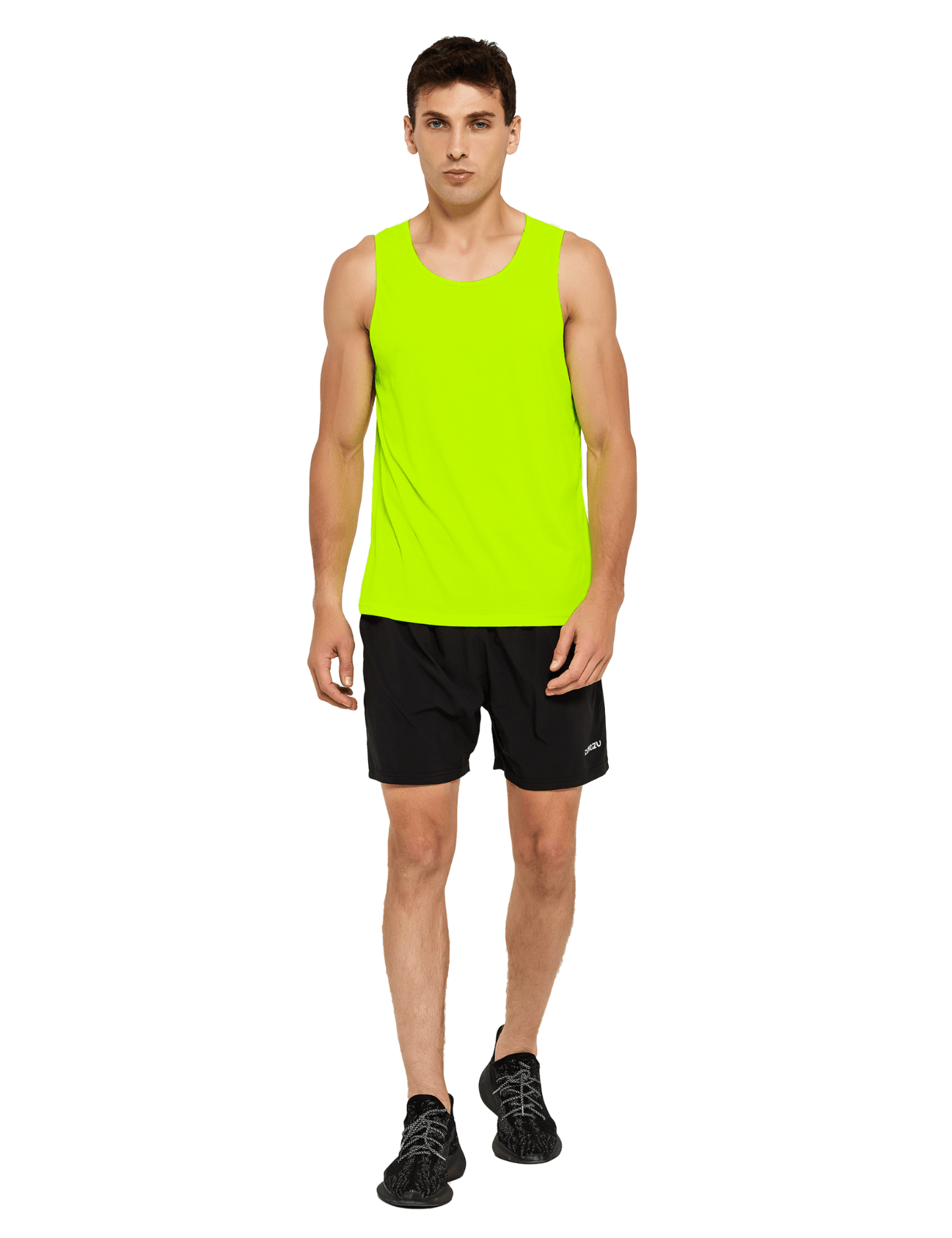 mens neon running athletic workout tank top neon yellow