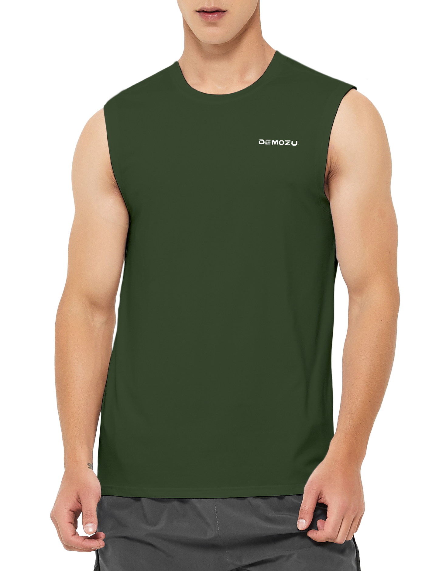 mens sleeveless workout swim shirts olive green