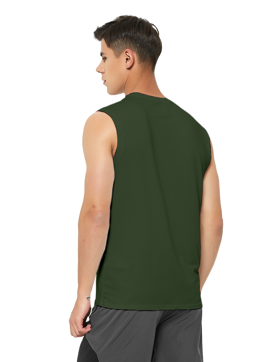 mens sleeveless workout swim shirts olive green