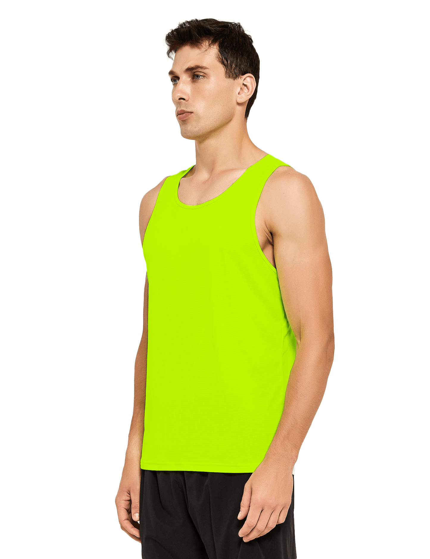 mens neon running athletic workout tank top neon yellow