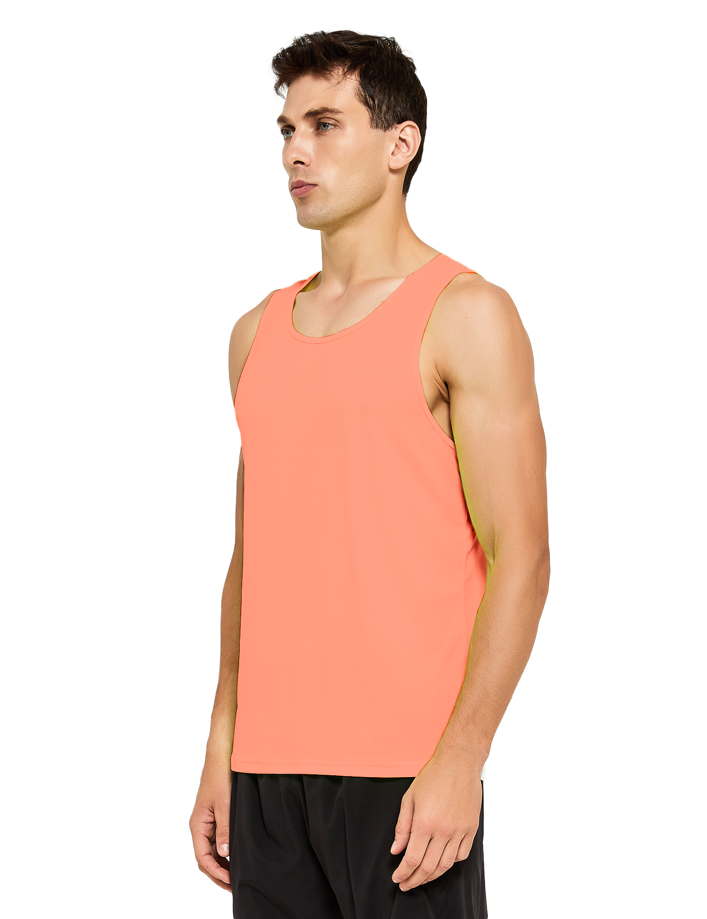 mens neon running athletic workout tank top coral