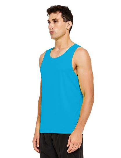 mens neon running athletic workout tank top blue