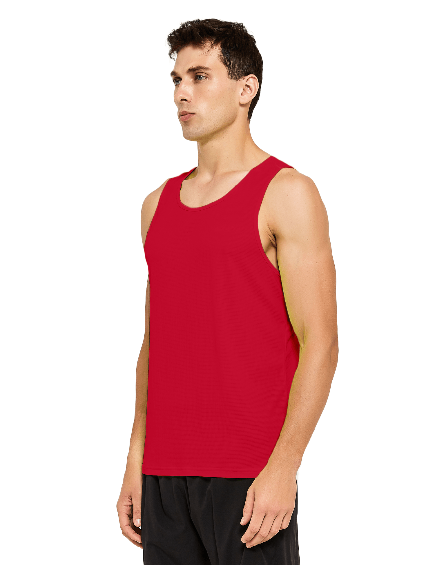 mens neon running athletic workout tank top red