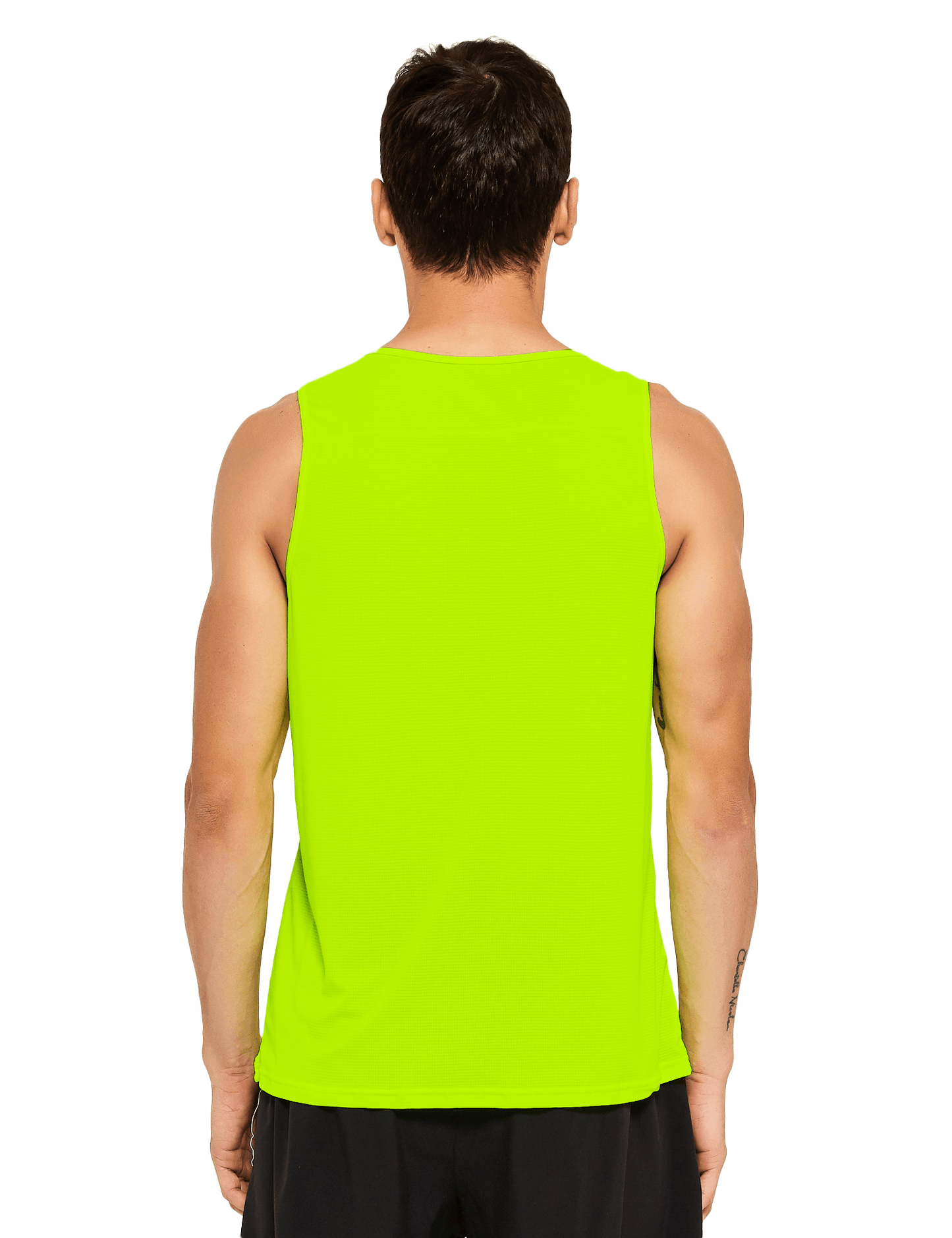 mens neon running athletic workout tank top neon yellow