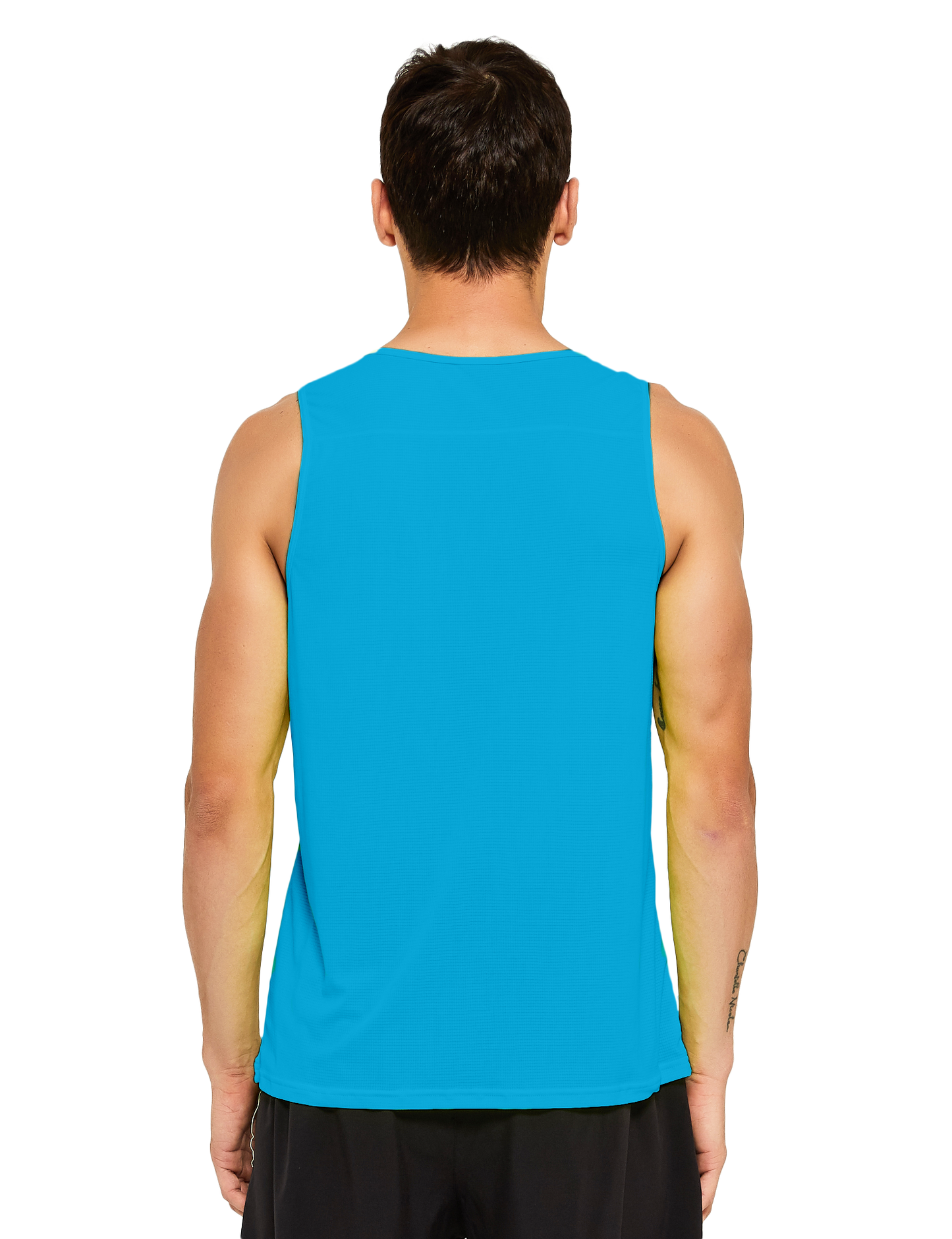 mens neon running athletic workout tank top blue