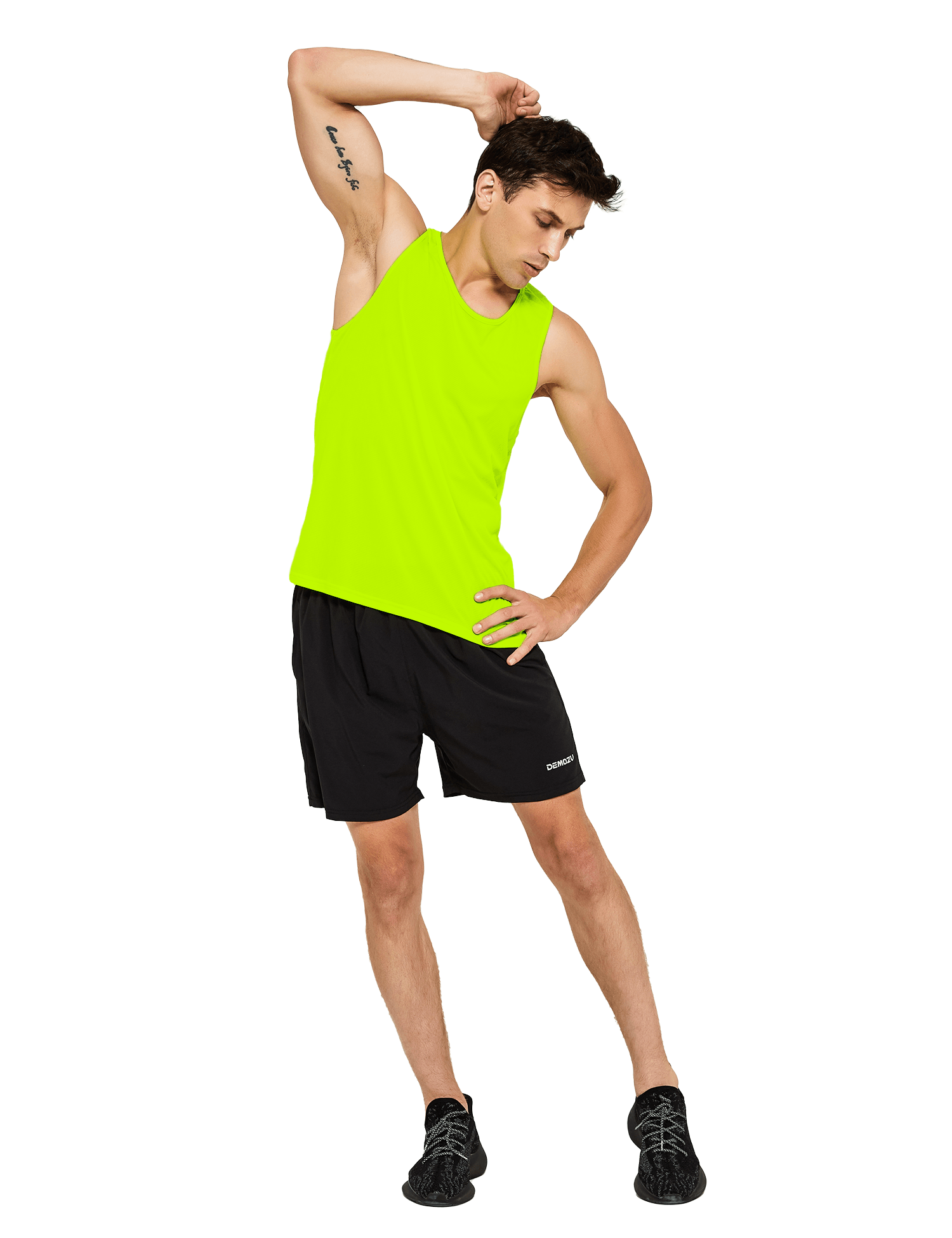 mens neon running athletic workout tank top neon yellow