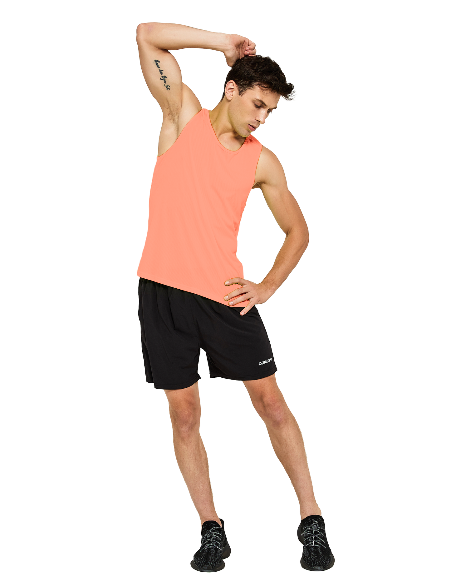 mens neon running athletic workout tank top coral