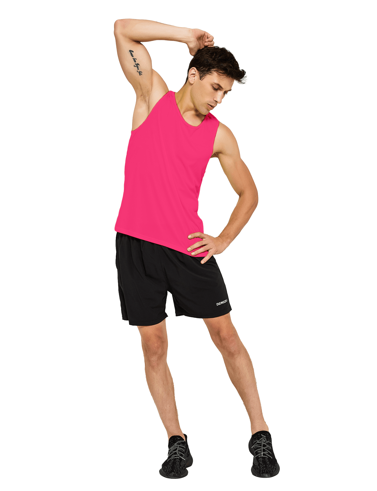 mens neon running athletic workout tank top neon pink