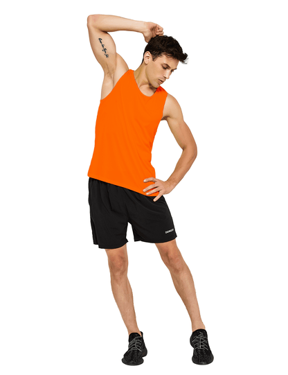 mens neon running athletic workout tank top neon orange