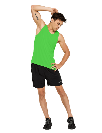 mens neon running athletic workout tank top neon green