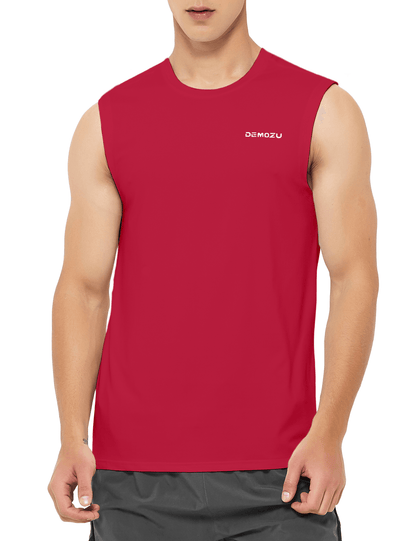 mens sleeveless workout swim shirts red