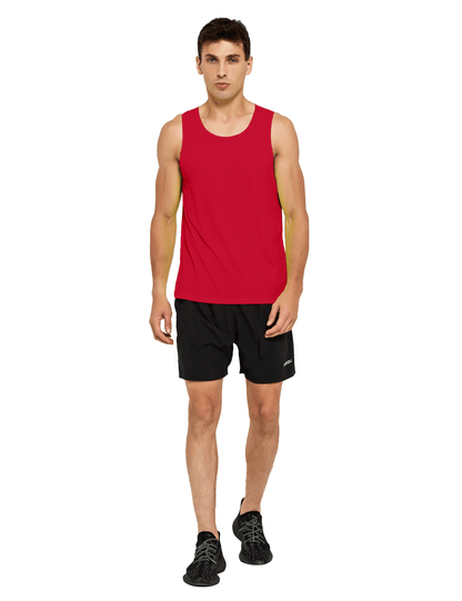 mens neon running athletic workout tank top red