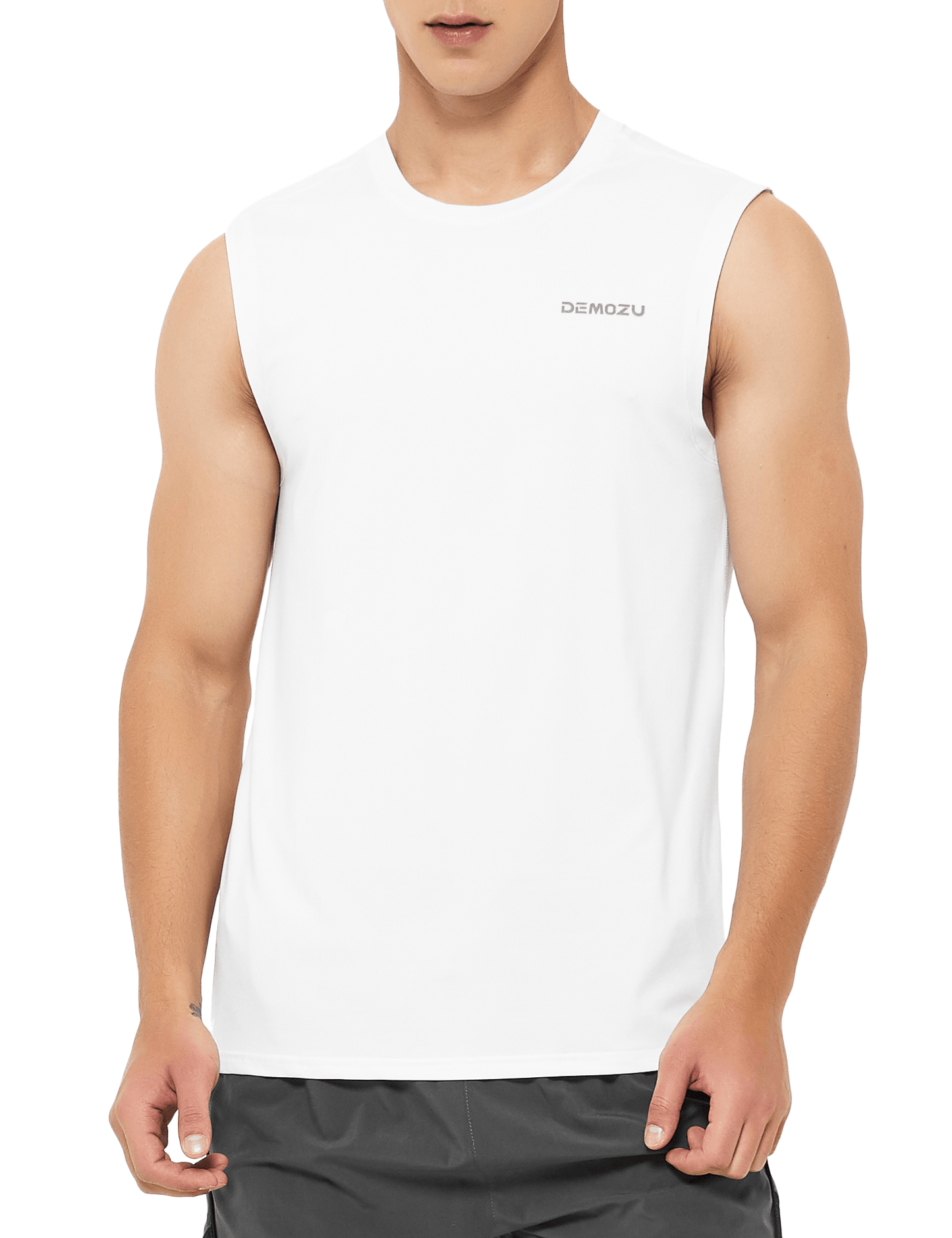 mens sleeveless workout swim shirts white