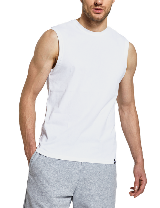 mens sleeveless shirts white