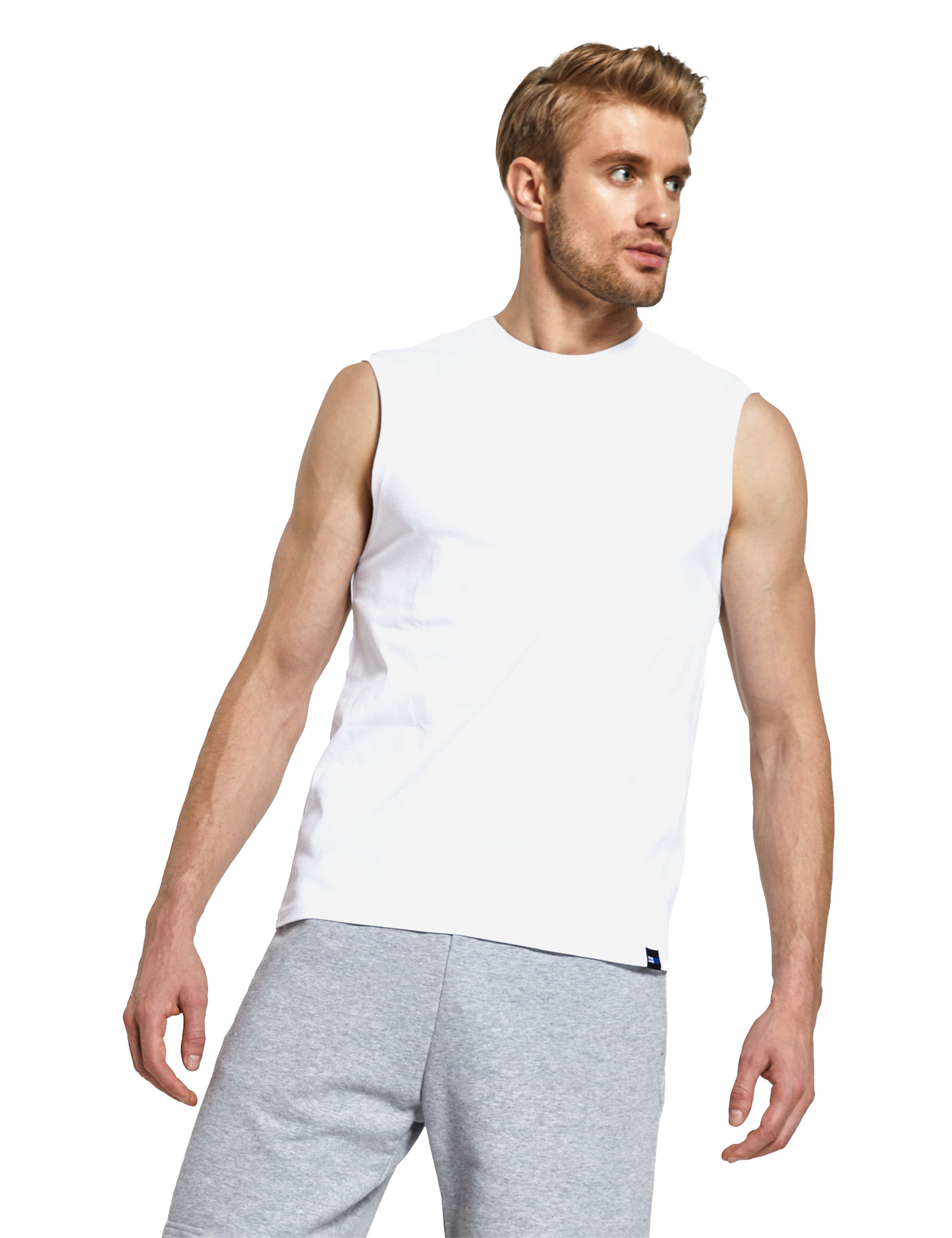 mens sleeveless shirts white