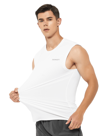 mens sleeveless workout swim shirts white