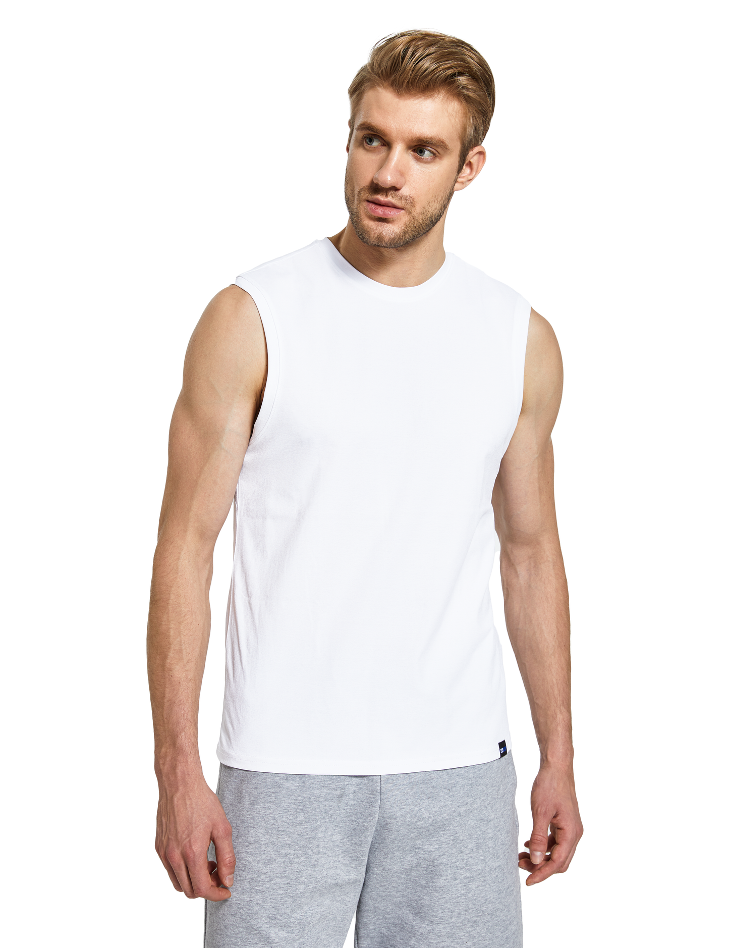 mens sleeveless shirts white