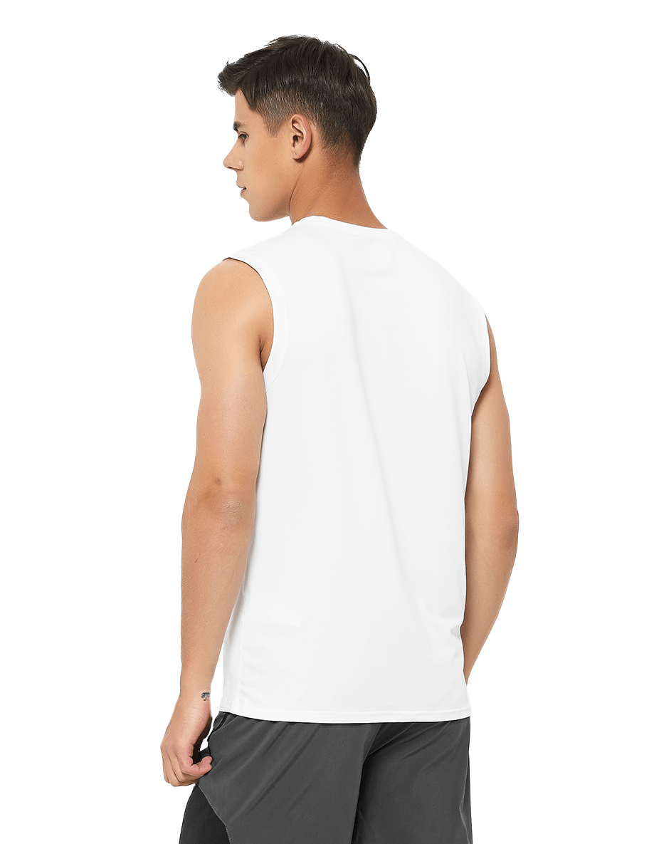 mens sleeveless workout swim shirts white