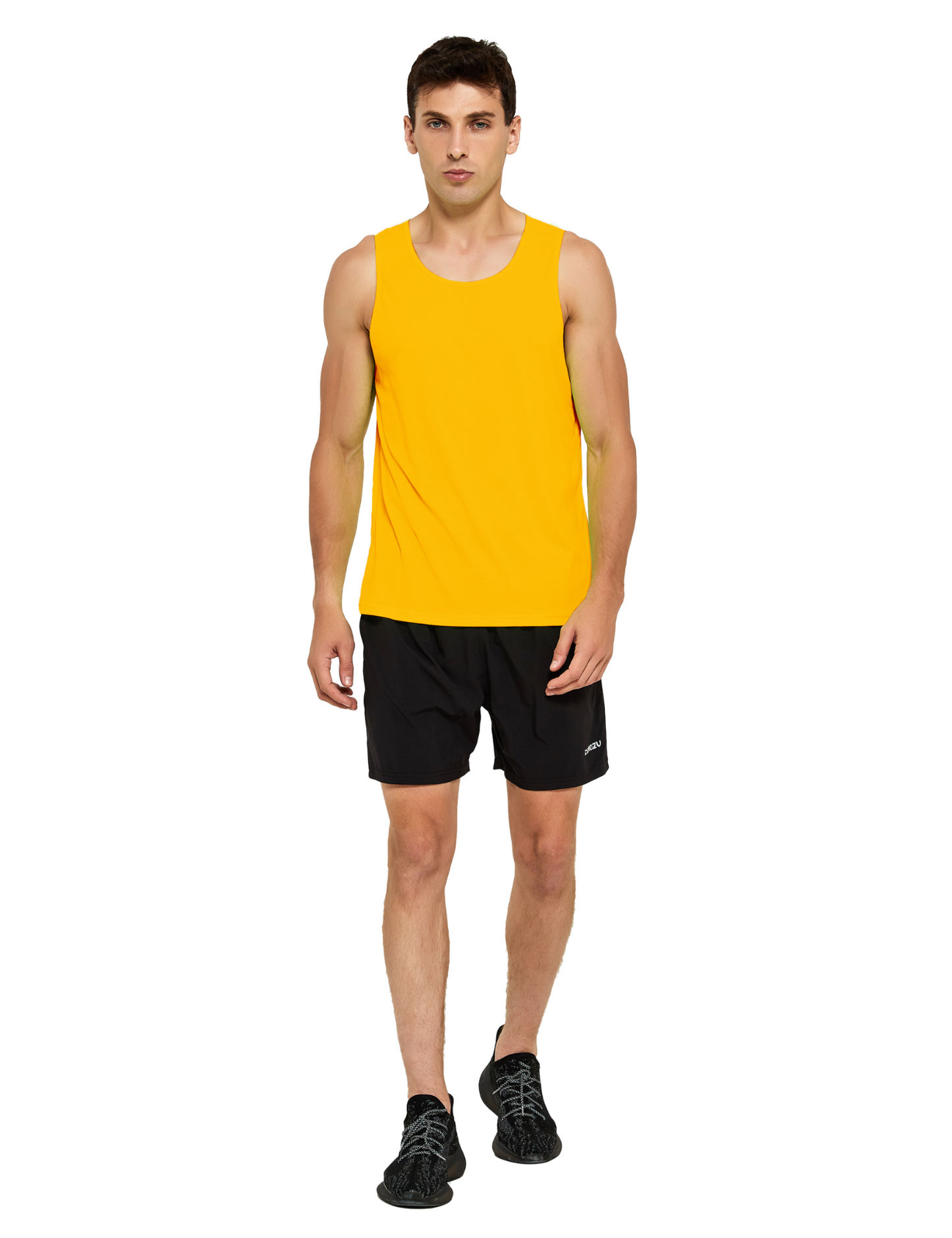 mens neon running athletic workout tank top yellow