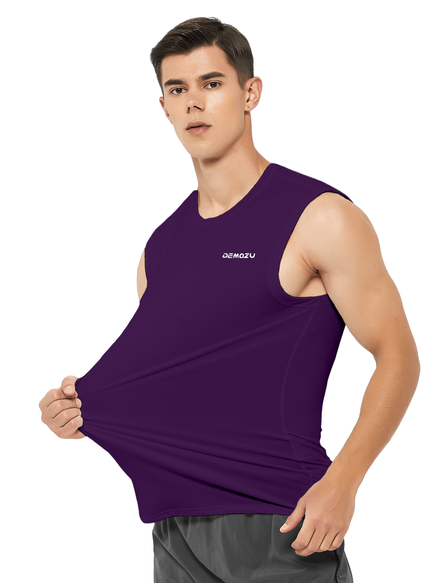 mens sleeveless workout swim shirts purple