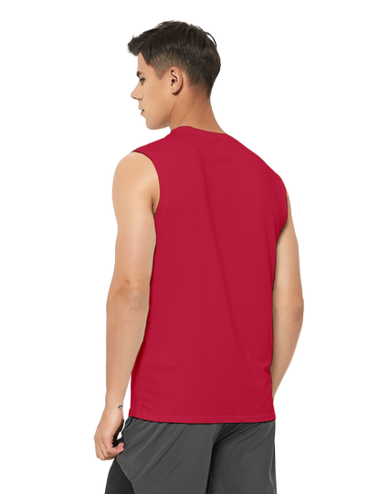 mens sleeveless workout swim shirts red